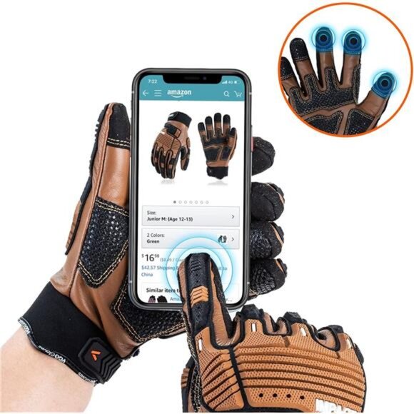 1Pair Leather Heavy Duty Work Gloves,Mechanics Gloves,Water Resistant - Picture 6 of 7